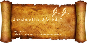 Jakabovits Jákó névjegykártya