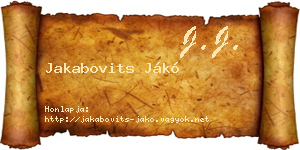 Jakabovits Jákó névjegykártya